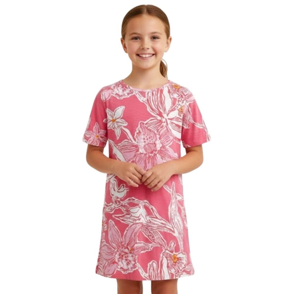 Lilly Pulitzer Girls 8/10 Glamourous Life Corine Shirt Dress Short Sleeve Coral